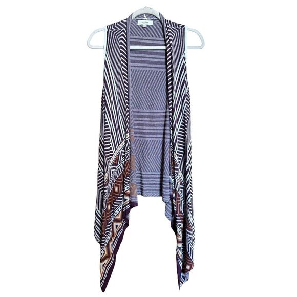 UMGEE Sweater Tunic Vest Womens Medium Large Multicolor Boho Print Open Cardigan - Picture 1 of 7